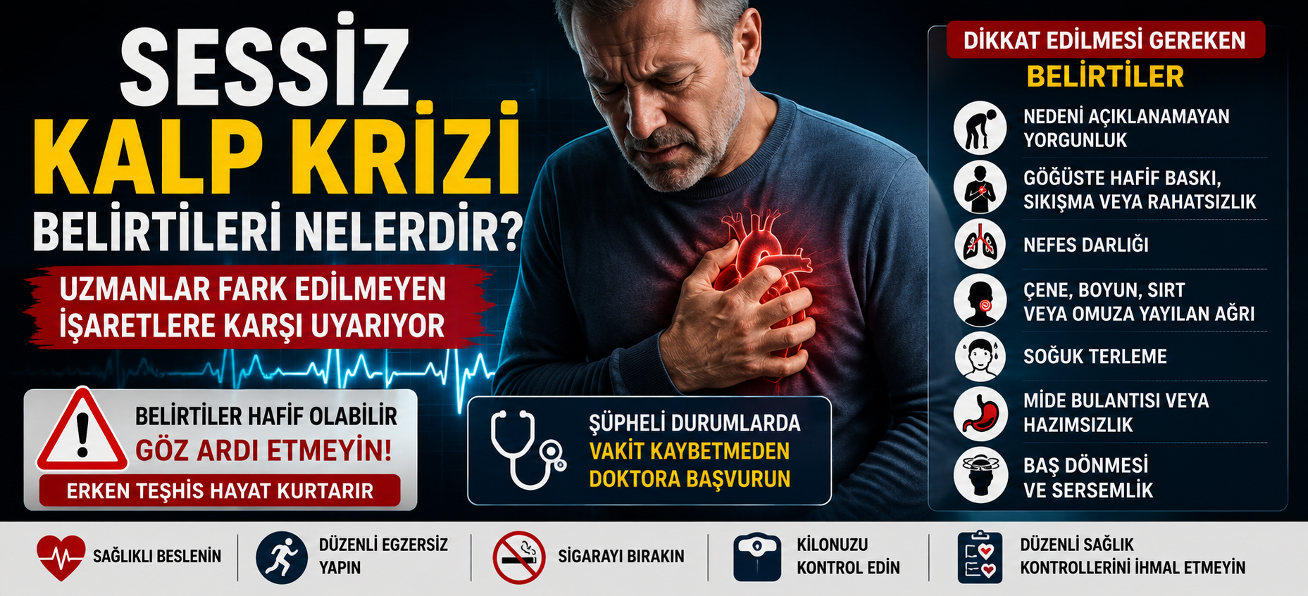 Sessiz Kalp Krizi Belirtileri Nelerdir? Uzmanlar Fark Edilmeyen İşaretlere Karşı Uyarıyor