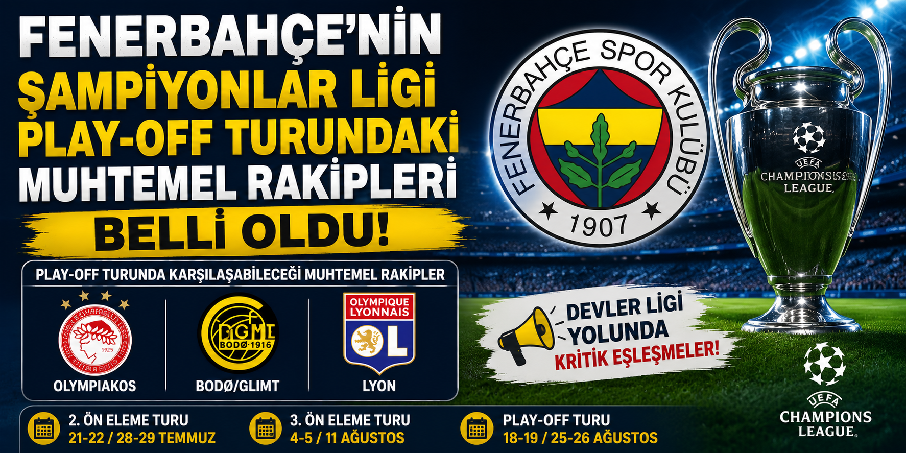 Fenerbahçe'nin Şampiyonlar Ligi Play-Off Turundaki Muhtemel Rakipleri Belli Oldu! Devler Ligi Yolunda Kritik Eşleşmeler