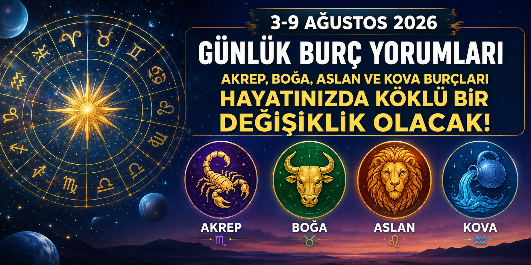 3-9 Ağustos 2026 Günlük Burç Yorumları: Akrep, Boğa, Aslan ve Kova Burçları Hayatınızda Köklü Bir Değişiklik Olacak!