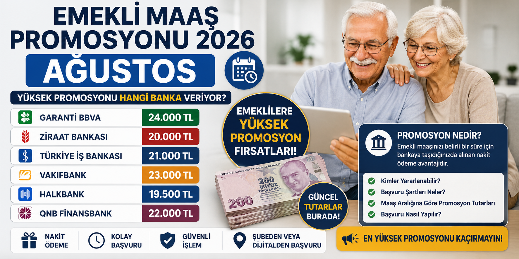 Emekli Maaş Promosyonu 2026 Ağustos: Yüksek Promosyonu Hangi Banka Veriyor? İşte Banka Banka Güncel Tutarlar
