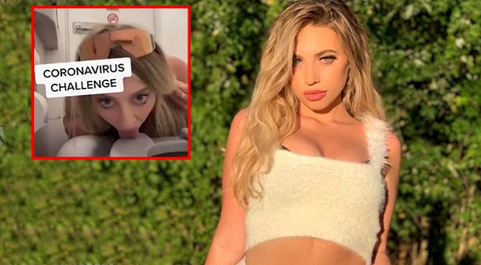 Ava Louise isimli kadın, lozeti yalayarak koronavirus karşı TikTok'ta akım başlattı