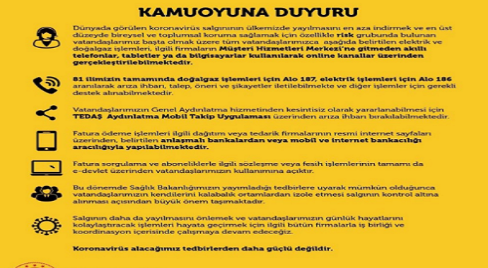 Enerji ve Tabii Kaynaklar Bakanı Elektrik ve doğalgaz işlemleri evden yapılabilecek