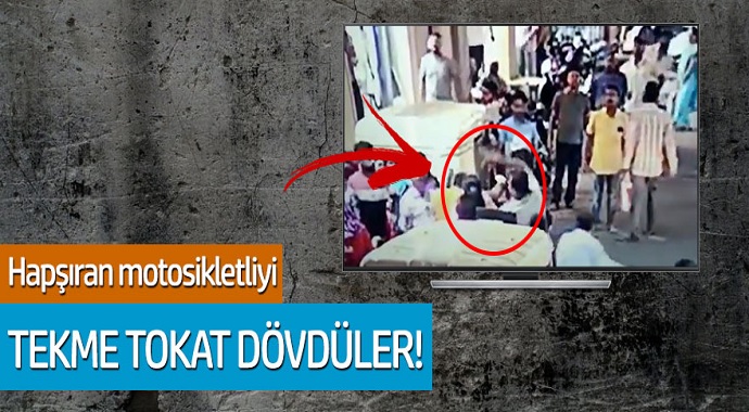 Hapşıran motosikletliyi tekme tokat dövdüler