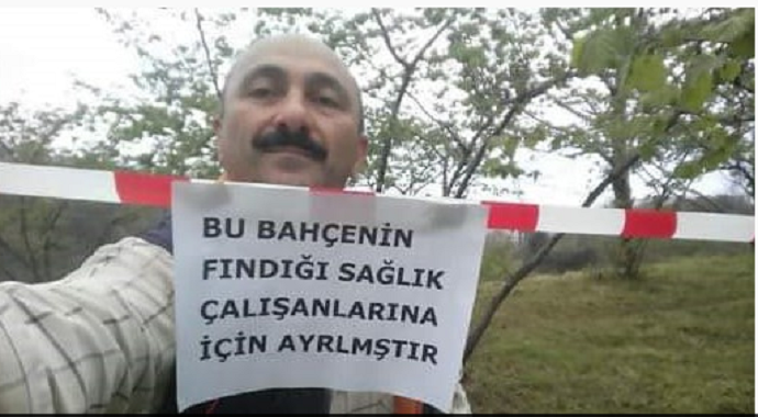 Giresun’da yaşayan Recep Karakoç'tan sağlık çalışanlarına destek