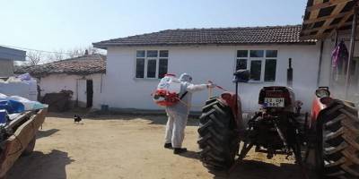 Edirne’nin Meriç ilçesinde de dezenfekte çalışmaları aralıksız sürüyor