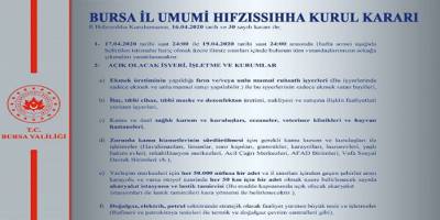 Bursa Valiliği sokağa çıkma yasağına ilişkin kararları açıkladı