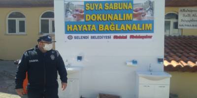 Manisa Selendi'de pazar yeri girişine hijyen istasyonu