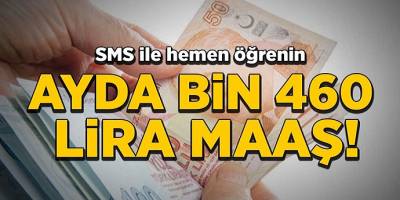 Devletten Müjde aylık 1460 lira ödeme yapılıyor. SMS ile sorgulama  yapabilirsiniz.