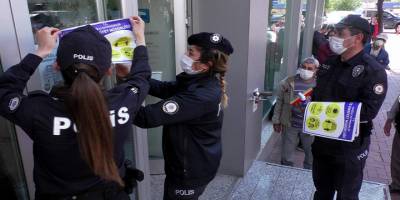 Nazilli ilçesinde polis sosyal mesafeye dikkat çekti