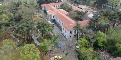 Hadımköy Askeri Hastanesi'nde restorasyon çalışmaları havadan görüntülendi