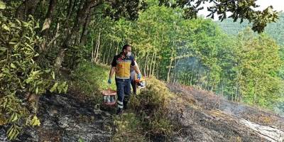 Vatandaşlar tarafından söndürülen yangında 5 hektar otluk alan kül oldu