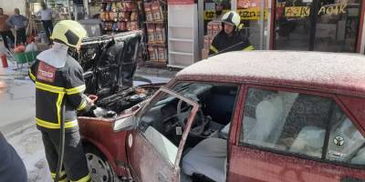 Burdur'un Bucak ilçesinde benzin hortumu patlayan araç alev aldı
