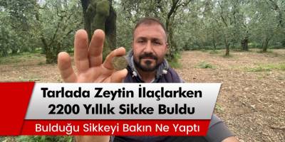 İznik'te tarlada zeytin ilaçlarken Roma dönemine ait 2200 yıllık sikke buldu!