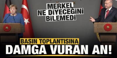 Başkan Erdoğan-Merkel basın toplantısına damga vuran an!