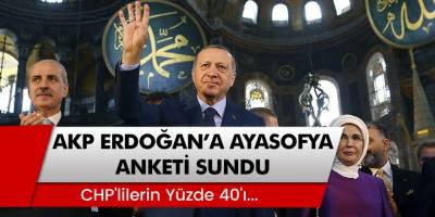 AKP Cumhurbaşkanı Erdoğan'a Ayasofya Anketini Sundu! 'CHP'lilerin Yüzde 40'ı...'
