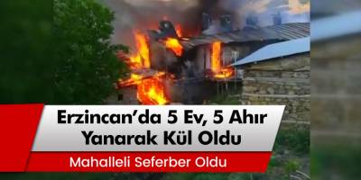 Erzincan'da 5 Ev, 5 Ahır Yanarak Alevlere Teslim Oldu