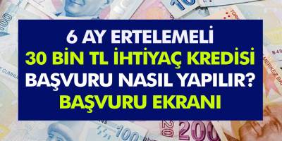 6 ay ertelemeli ihtiyaç kredisi! 30 Bin TL kredi başvurusu nasıl yapılır? Başvuru Ekranı