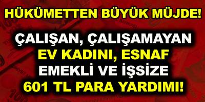 Çalışan, çalışmayan, emekli, esnaf ve ev hanımlarına 601 TL para yardımı yapılacak! Kimler alabilir? İşte detaylar