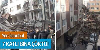 Bahçelievler'de çöken 7 katlı bina havadan görüntülendi