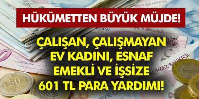 Çalışan Çalışmayan, Ev Kadını, Esnaf, Emekli Ve İşsizlere 601 TL Para Yardımı yapılacak! Nasıl alınabilir?