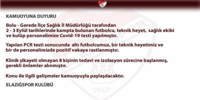 Elazığspor kadrosunda 8 pozitif vaka