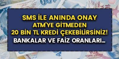 SMS ile başvuru yapın, ATM’den 20 Bin TL Çekin! SMS ile Anında Kredi Onayı Veren Bankalar….
