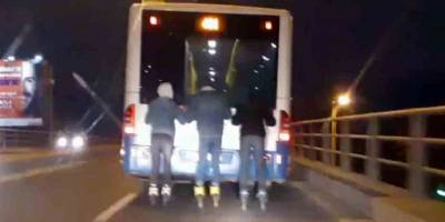 Ankara’da patenli gençlerden tehlikeli yolculuk