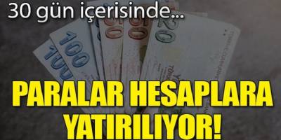 30 Gün içerisinde o paralar hesaplara yatırılıyor!