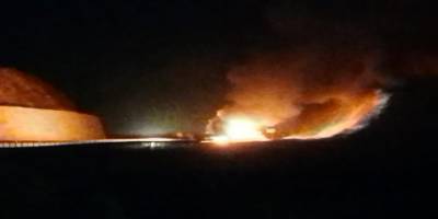 Elazığ’da hareket halindeki beton mikseri alev aldı