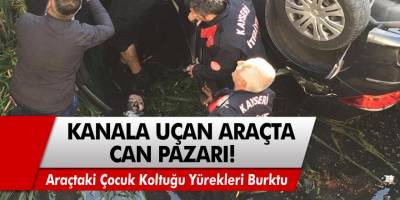 Kanala uçan araçta can pazarı! Sürücüyü kurtarmak için vatandaşlar seferber oldular...