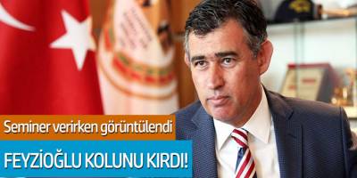 Seminer verirken görüntülenen Metin Feyzioğlu kolunu kırdı