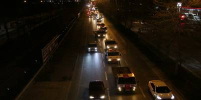 Samsun’da vinç ve çekicilerden şehitler için dev konvoy