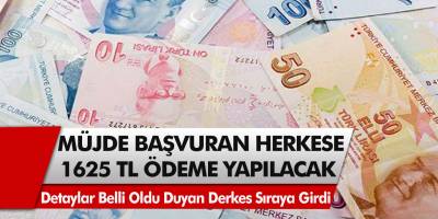 Hükümetten müjde! Başvuran herkese 1625 TL ödeme yapılacak!Ödeme detayları belli oldu, duyan herkes sıraya girdi…