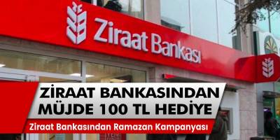 Ziraat bankasından müjdeli haberler gelmeye devam ediyor! Ramazan kampanyası açıklandı: 100 TL hediye…