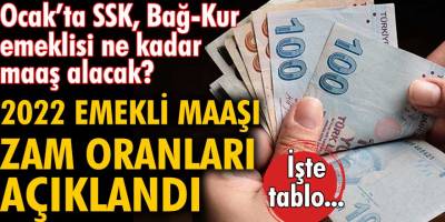 Ocak ayı SSK, Bağ-Kur emeklisi ne kadar maaş olacak? 2022 emekli maaşı zam oranları açıklandı mı! İşte maaş tablosu...
