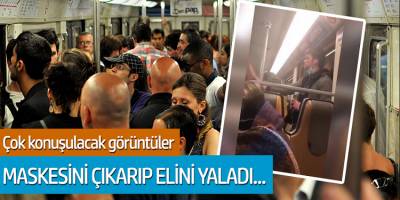 Çok konuşulacak görüntüler! Maskesini çıkarıp elini yaladı...