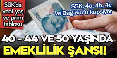 SSK, 4A, 4B, 4C ve Bağ-Kur'lular için flaş yaş ve prim tablosu geldi! 40-44 ve 50 yaşlara emeklilik müjdesi!