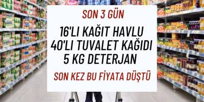 Tarım Kredide büyük indirim! 40'lı tuvalet kağıdı, 16'lı kağıt havlu, 5 kg toz deterjan 3 gün boyunca indirimde!