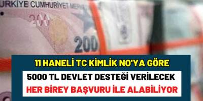 Yeni Devlet Desteği: Her Bireye Özel 5000 TL Yardım 11 Haneli TC Kimlik NO'ya Göre Veriliyor! Hemen başvuru yapın!