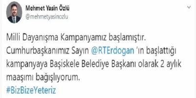 Başiskele Belediye Başkanı Özlü ve Bıyık ikişer maaşını bağışladı