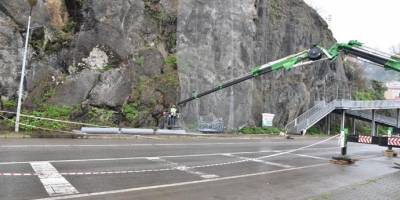 Giresun Belediyesi Kayalık bölgeye çelik ağ ile koruma