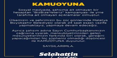 Malatya Belediye Başkanı Gürkan kampanya hesabına para yatıracak