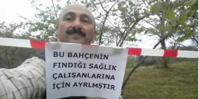 Giresun’da yaşayan Recep Karakoç'tan sağlık çalışanlarına destek