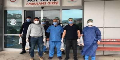 Çan ilçesine bağlı Etli köyünde bir arıcıdan sağlık ve polis teşkilatına bal dağıttı