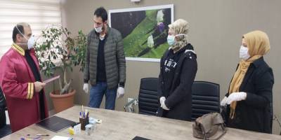 Trabzon’un Arsin ilçesinde Korona virüs tedbirleri alarak nikah kıydılar