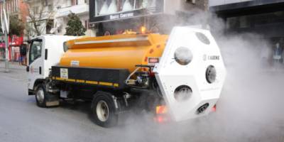 Korona virüs savaşçısı Mikronsis aracı İstanbul sokaklarını dezenfekte etmeye başladı